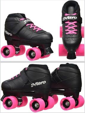 Nitro Women’s Black Roller Skates with Pink Wheels & Laces